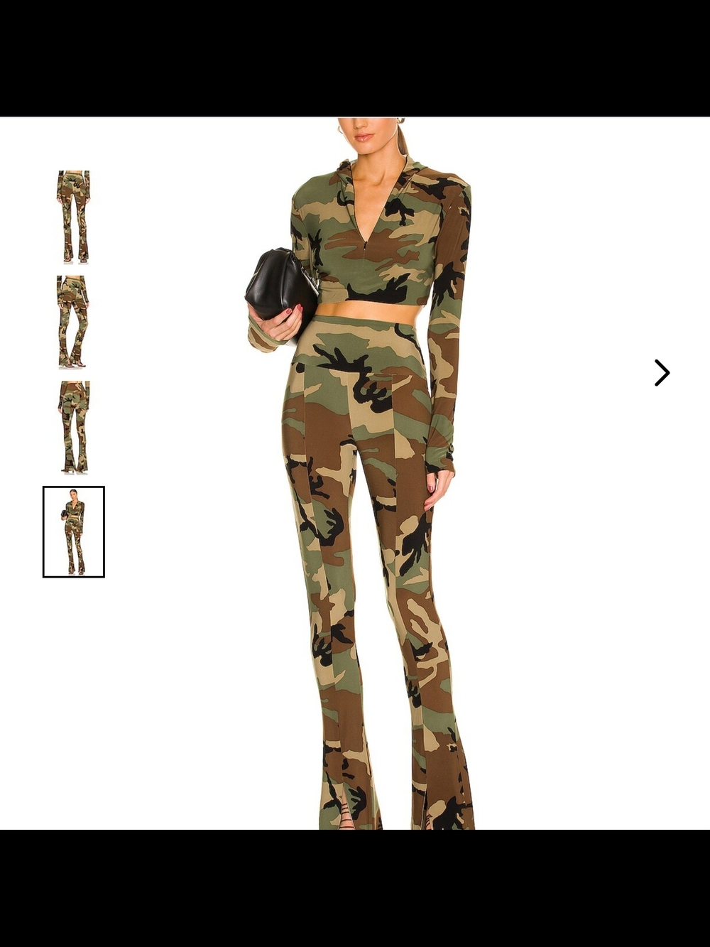 Norma Kamali Olive & Brown Camouflage Flare Pants